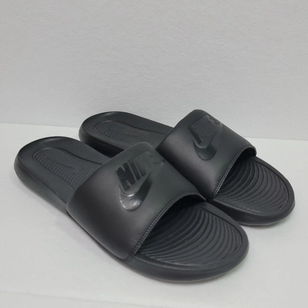 Nike Sandals Men Size 14 Triple Black Victori One Slide Slip On  CN9675-003 #S18